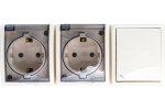 Simon 1594526-031 Блок IP54. Розетка двойная с крышкой Schuko 2x2Р+Е 16A + Переключатель 10AX 250В