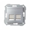 Simon 82006-33 Накладка прямая со шторками и суппортом на 2 разъема RJ45