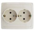 Simon 1590451-031 Розетка двойная моноблок со шторками Schuko 2x2Р+Е, 16A 250В