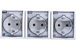 Simon 1594447-030 Розетка тройная IP54 с крышкой и шторками Schuko 3x2Р+Е, 16A 250В
