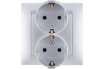 Simon 1590459-033 Розетка двойная моноблок Schuko 2x2Р+Е, 16A 250В