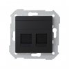 Simon 8200006-098 Накладка прямая со шторками и суппортом на 2 разъема RJ45