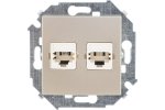 Simon 1591589-034 Розетка телефонная 2xRJ11, шампань, S15