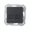 Simon 82006-38 Накладка прямая со шторками и суппортом на 2 разъема RJ45
