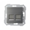 Simon 8200006-096 Накладка прямая со шторками и суппортом на 2 разъема RJ45