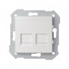 Simon 8200006-090 Накладка прямая со шторками и суппортом на 2 разъема RJ45