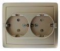 Simon 1590451-034 Розетка двойная моноблок со шторками Schuko 2x2Р+Е, 16A 250В