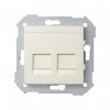 Simon 82006-31 Накладка прямая со шторками и суппортом на 2 разъема RJ45
