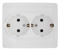 Simon 1590451-030 Розетка двойная моноблок со шторками Schuko 2x2Р+Е, 16A 250В
