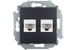 Simon 1591589-038 Розетка телефонная 2xRJ11, графит, S15