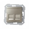 Simon 8200006-094 Накладка прямая со шторками и суппортом на 2 разъема RJ45