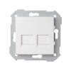 Simon 82006-30 Накладка прямая со шторками и суппортом на 2 разъема RJ45