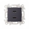 Simon 2411090-038 Розетка 2xUSB 2.0 (передача данных), графит, S24