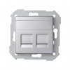 Simon 82006-93 Накладка прямая со шторками и суппортом на 2 разъема RJ45