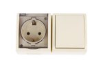Simon 1594511-031 Блок IP54. Розетка с крышкой Schuko 2Р+Е 16A + Однополюсный выкл-ль 10AX 250В