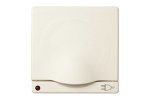 Simon 82099-31 Накладка с крышкой, шторками и индикатором для розетки Schuko 2Р+Е, сл.кость, S82