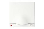 Simon 82099-30 Накладка с крышкой, шторками и индикатором для розетки Schuko 2Р+Е, белый, S82