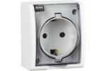 Simon 1594432-030 Розетка IP54 с крышкой и шторками Schuko 2Р+Е, 16A 250В