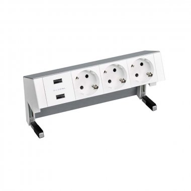 Фотография товара 'Simon 42423000-133 Настольный x4 розеточный блок, 3x2P+E, USB A+A з/у'