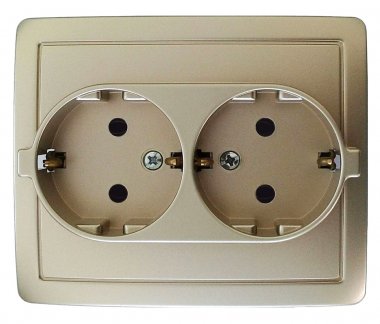 Фотография товара 'Simon 1590456-034 Розетка двойная моноблок Schuko 2x2Р+Е, 16A 250В'