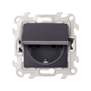Фотография товара 'Simon 2420448-038 Розетка IP44 с крышкой и шторками Schuko 2Р+Е, 16A 250В'