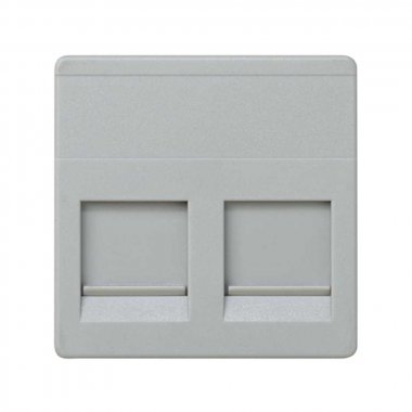 Фотография товара 'Simon 27486-37 Накладка прямая со шторками на 2 разъема RJ45'