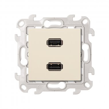 Фотография товара 'Simon 2411090-031 Розетка 2xUSB 2.0 (передача данных), сл.кость, S24'