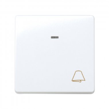 Фотография товара 'Simon 27160-65 Кнопочный выключатель с подсветкой и пикт."Звонок", 10A 250В'