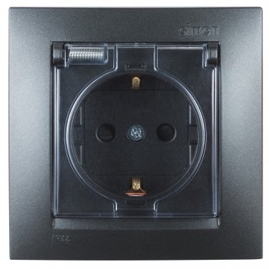 Фотография товара 'Simon 1590450-038 Розетка IP44 моноблок с крышкой и шторками Schuko 2Р+Е, 16A 250В'