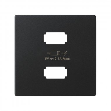 Фотография товара 'Simon 8221096-098 Накладка для заряд.устройства 2xUSB, мат.черный, S82C'