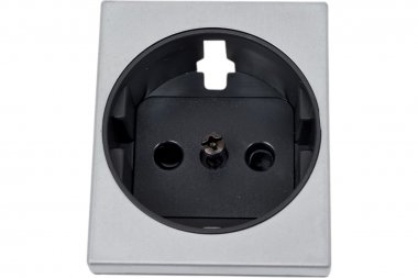 Фотография товара 'Simon 82041-53 Накладка со шторками для розетки Schuko 2Р+Е, алюминий/графит, S82Centr'