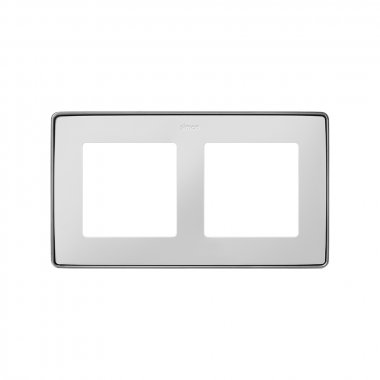 Фотография товара 'Simon 8201620-243 Рамка на 2 поста, белый/металл.алюминий, S82D'