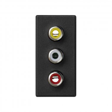 Фотография товара 'Simon K105B-14 Розетка узкая 3RCA, графит, K45, Connect'