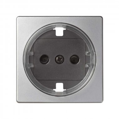 Фотография товара 'Simon 82043-33 Накладка со шторками для розетки уменьш.глубины Schuko 2Р+Е, алюминий, S82'