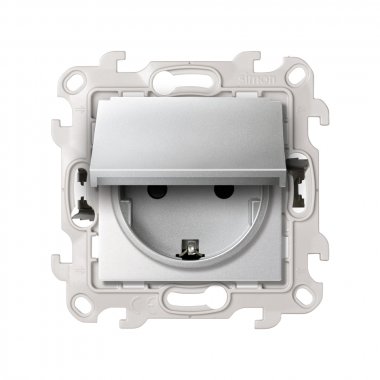 Фотография товара 'Simon 2420448-033 Розетка IP44 с крышкой и шторками Schuko 2Р+Е, 16A 250В'