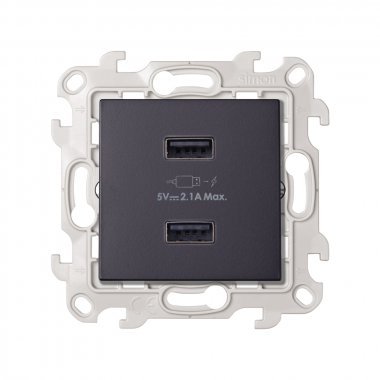 Фотография товара 'Simon 2411096-038 Зарядное устройство 2хUSB 10W, 230В'