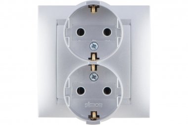 Фотография товара 'Simon 1590459-033 Розетка двойная моноблок Schuko 2x2Р+Е, 16A 250В'