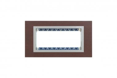 Фотография товара 'Simon 82957-65 Рамка на 5 узких мех-мов, дерево, венге/алюминий, S82Centr'