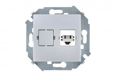 Фотография товара 'Simon 1591480-033 Розетка телефонная RJ11, алюминий, S15'