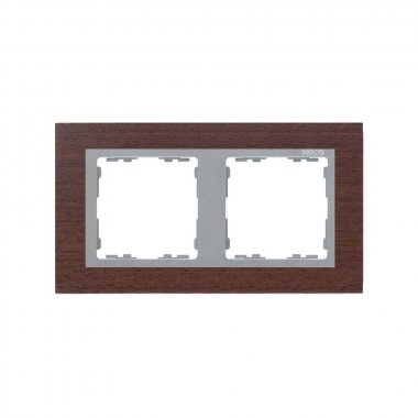 Фотография товара 'Simon 82927-65 Рамка на 2 поста, дерево, венге/алюминий, S82N'