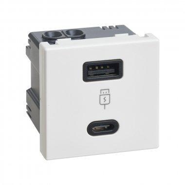 Фотография товара 'Simon K126G-14 Зарядное устройство USB A+C 21W, 230В'