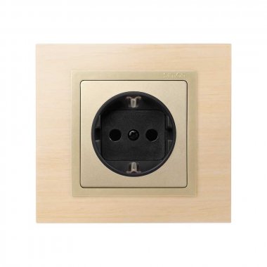 Фотография товара 'Simon 82041-34 Накладка со шторками для розетки Schuko 2Р+Е цвета шампань/графит S82'