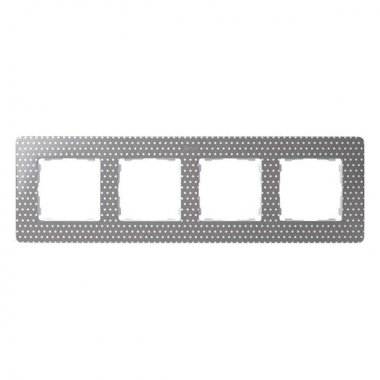 Фотография товара 'Simon 8200640-211 Рамка на 4 поста, горошины на сером/белый, S82D'