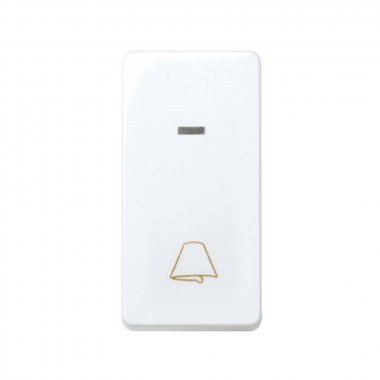 Фотография товара 'Simon 27160-64 Кнопочный выключатель с подсветкой и пикт."Звонок" узкий, 10A 250В'