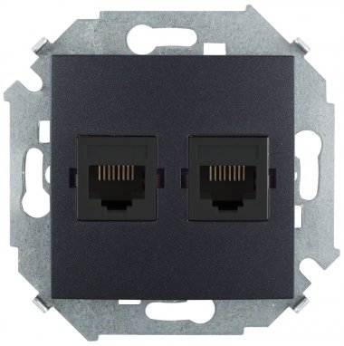 Фотография товара 'Simon 1591593-038 Розетка информационная 2xRJ45 Cat.6 UTP (Systimax)'