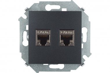 Фотография товара 'Simon 1591564-038 Розетка информационная 2xRJ45 Cat.6A FTP (AMP)'