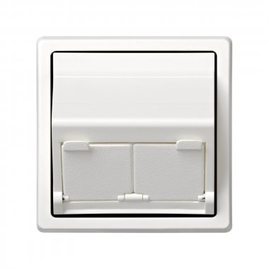 Фотография товара 'Simon 73086-60 Розетка наклонная для передачи данных со шторками на 2 разъема RJ45'