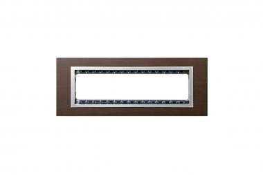 Фотография товара 'Simon 82987-65 Рамка на 8 узких мех-мов, дерево, венге/алюминий, S82Centr'