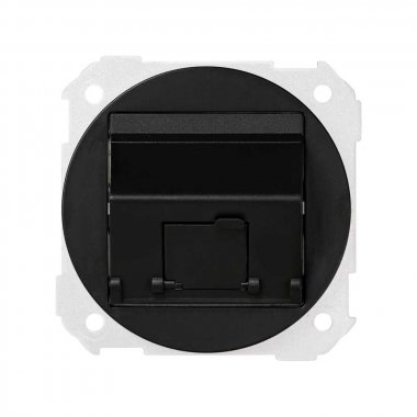 Фотография товара 'Simon 88081-38 Накладка наклонная со шторкой и суппортом на 1 разъем RJ45, графит, S88'