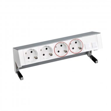 Фотография товара 'Simon 42502220-133 Настольный x5 розеточный блок, 2x2P+E, 2x2P+E UPS, 2хRJ45'